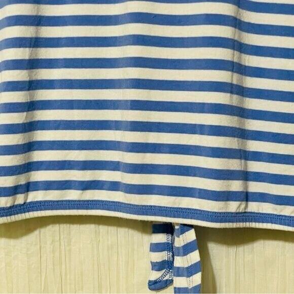 Chico's Button Down Tie Front Hem Shirt Blue/White Stripe Knit Size Small - Picture 6 of 10